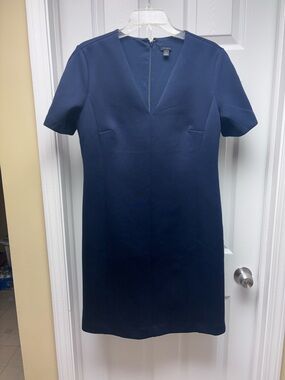 Ann Taylor Navy Shift Dress Size 10 Short Sleeve Classic Work Dress
